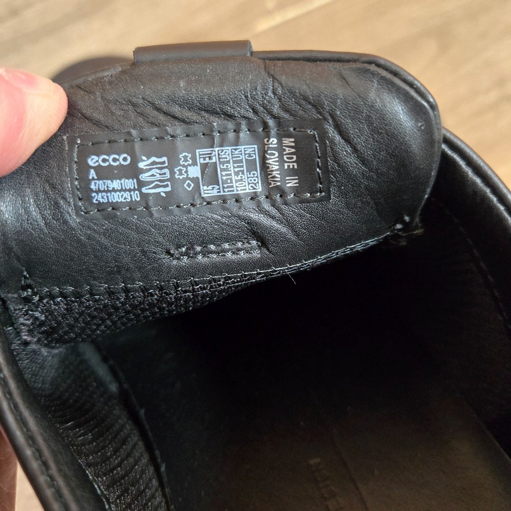 ECCO Shoes Soft 7 Men's Size 11-11.5 U.S (45) city Black Leather Low Top Lace Up - Picture 2 of 8